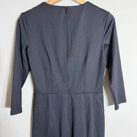 J. McLaughlin 3/4 Sleeve Fitted Knee Length Dress Women's XS Black Career Formal - Picture 6 of 9